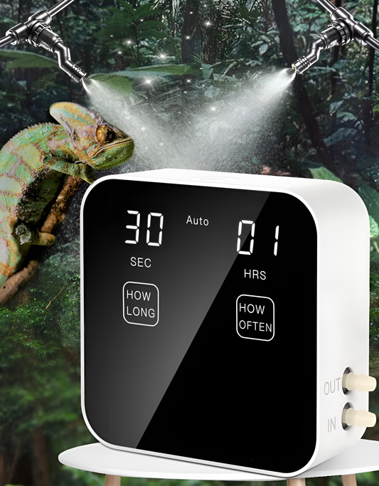 WhisperMist Enchanted Reptile Fogger: Mystical Misting System with Timer, Fine Water Nozzles, and Water Guardian Protection